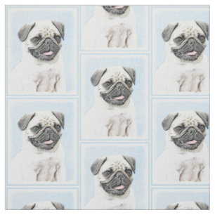 Tissu Peinture de carlin - art original mignon de chien