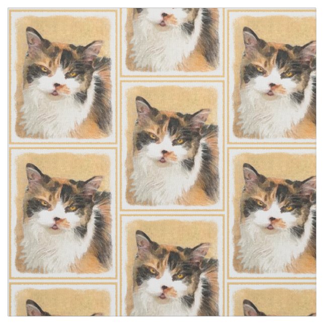 Tissu Peinture de chat Calico - Cute Original Cat Art (Échantillon)