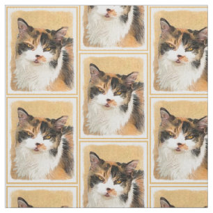 Tissu Peinture de chat de calicot - art original mignon