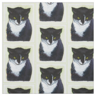 Tissu Peinture de chat Tuxedo - Cute Original Cat Art
