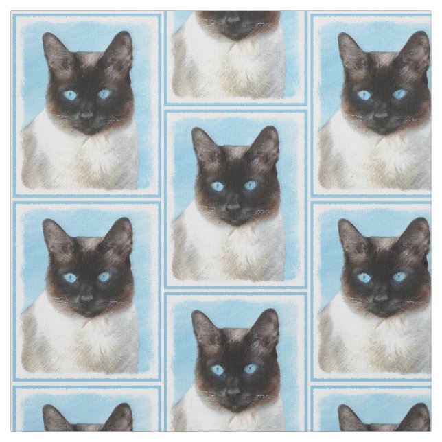 Tissu Peinture de chats de Siamese - Cute Original Cat A (Échantillon)