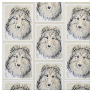Tissu Peinture de chien de berger de Shetland - art