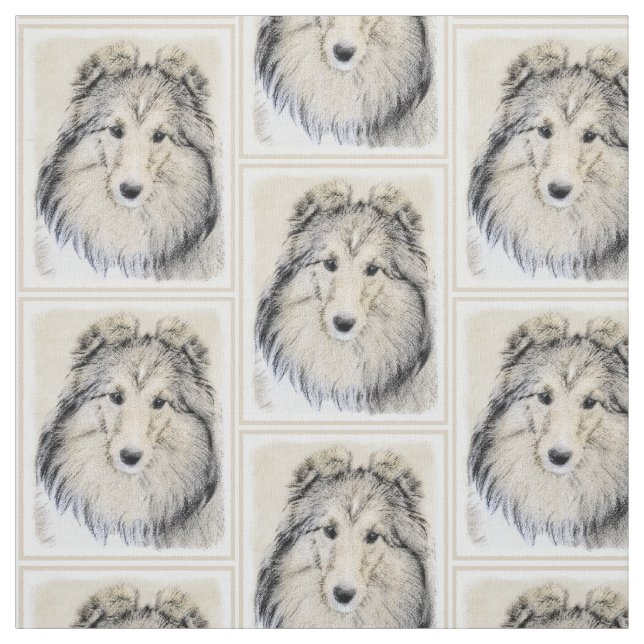 Tissu Peinture de chien de berger de Shetland - art (Échantillon)