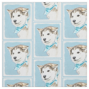Tissu Peinture de chiot de chien de traîneau sibérien
