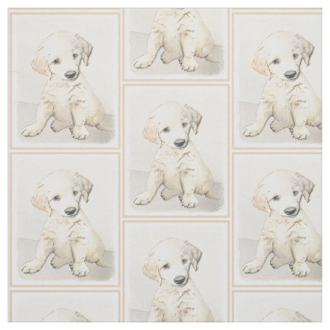 Tissu Peinture de chiot de golden retriever - art (Échantillon)
