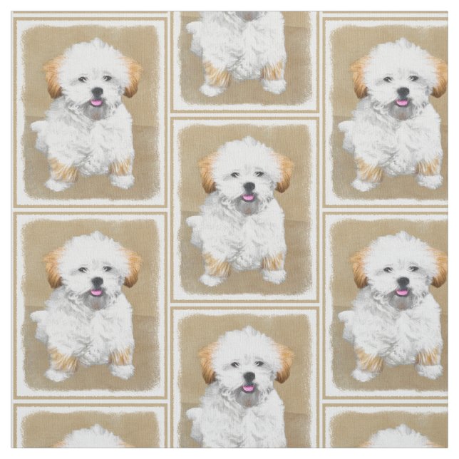 Tissu Peinture de chiot de Lhasa Apso - art original (Échantillon)