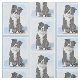 Tissu Peinture de collie frontalière - Belle art origin