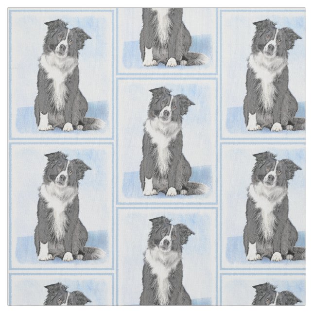 Tissu Peinture de collie frontalière - Belle art origina (Échantillon)