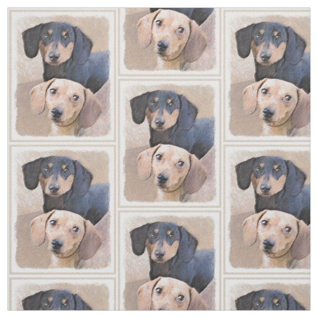 Tissu Peinture de Dachshund (Smooth) - Art original de c (Échantillon)