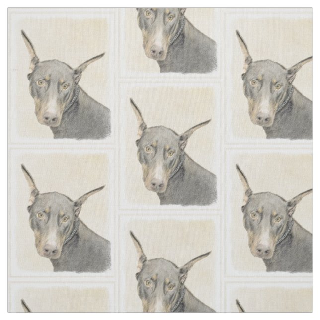 Tissu Peinture de Doberman Pinscher - Art original de ch (Échantillon)