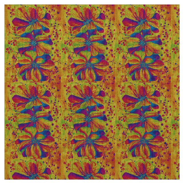 Tissu Peinture de fleurs de delphinium (Échantillon)