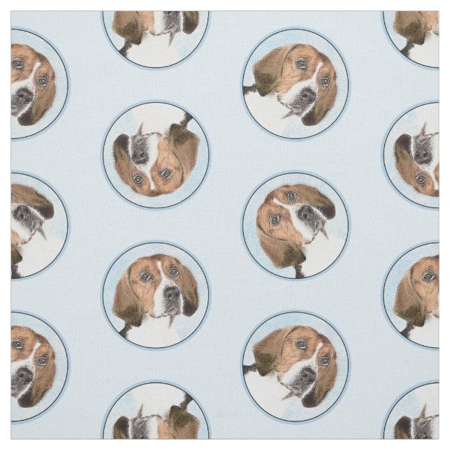 Tissu Peinture de Foxhound Anglais Mignon Art Original d (Échantillon)