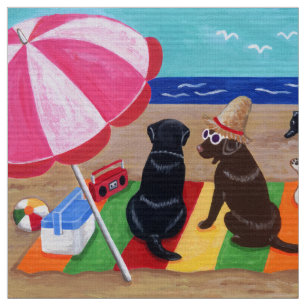 Tissu Peinture de Labradors de brise d'été