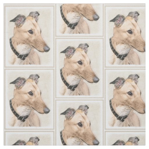 Tissu Peinture de lévrier - art original mignon de chien