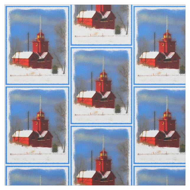Tissu Peinture de phare rouge - Art original (Échantillon)