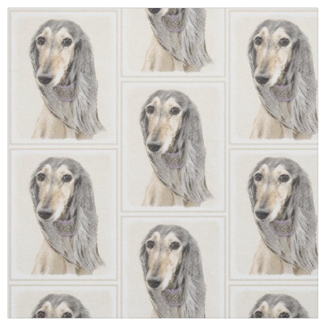 Tissu Peinture de Saluki (faon) - art original mignon de (Échantillon)