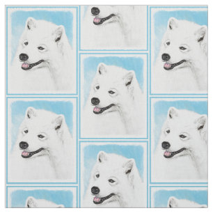 Tissu Peinture de Samoyed - art original mignon de chien