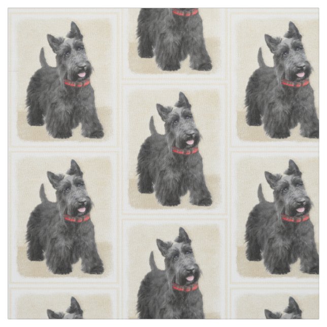 Tissu Peinture de Terrier d'écossais - art original (Échantillon)