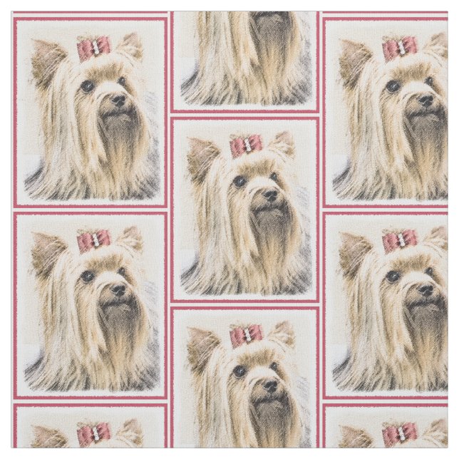 Tissu Peinture de Yorkshire Terrier - art original (Échantillon)