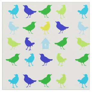 Tissu Peinture des oiseaux colorés par Chariklia Zarris