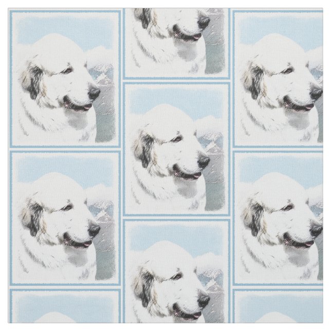 Tissu Peinture des Pyrénées - Art original du chien (Échantillon)
