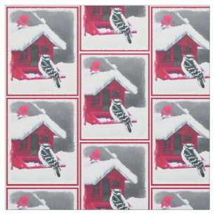Tissu Peinture Downy Woodpecker - Art original pour oise