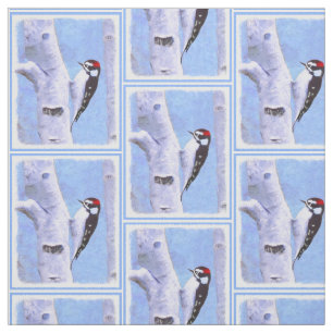 Tissu Peinture Downy Woodpecker - Art original pour oise
