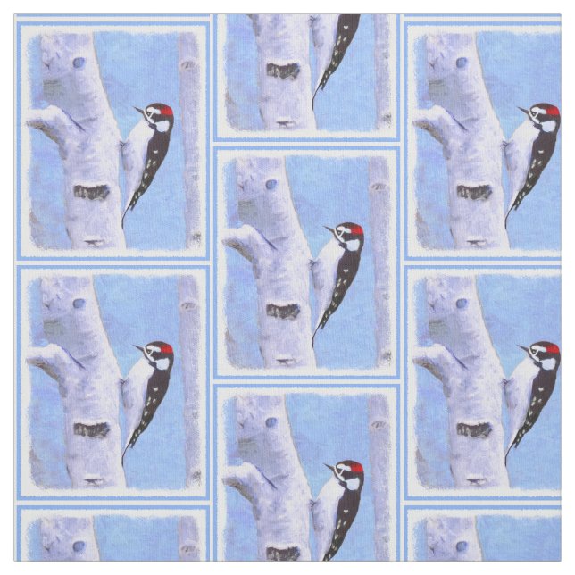 Tissu Peinture Downy Woodpecker - Art original pour oise (Échantillon)