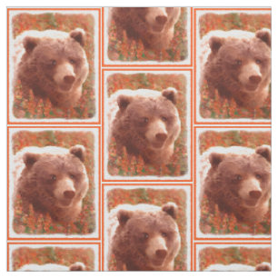 Tissu Peinture d'un ourson grizzly dans l'épilobe, Art a