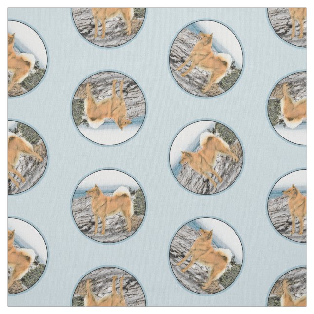 Tissu Peinture finlandaise Spitz Seashore Peinture Chien (Échantillon)