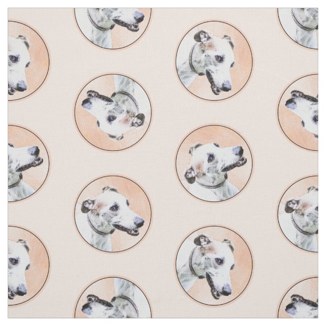 Tissu Peinture Greyhound Cute Rouge Blanc Original Chien (Échantillon)