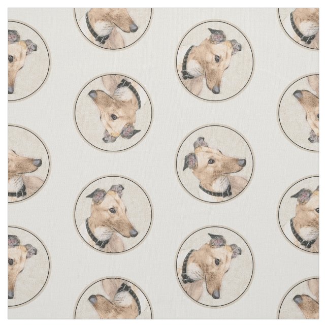 Tissu Peinture Greyhound Fawn mignonne Original Animal c (Échantillon)