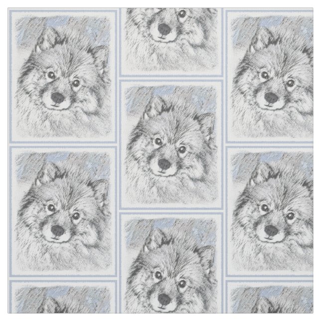 Tissu Peinture Keeshond Beth - Joli art original chien (Échantillon)