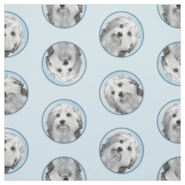 Tissu Peinture Lowchen Argent et Crème Art original Chie (Échantillon)