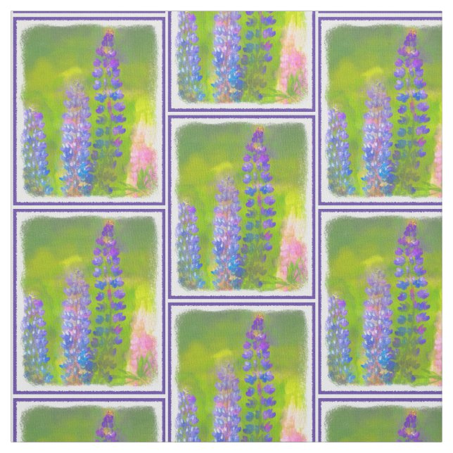 Tissu Peinture Lupine - Art Fleur Original (Échantillon)