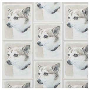 Tissu Peinture norvégienne Lundehund - Art original chie