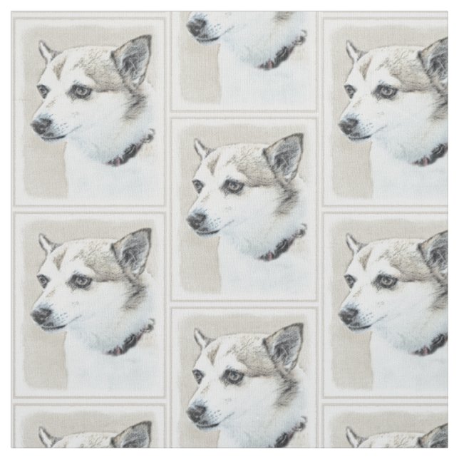 Tissu Peinture norvégienne Lundehund - Art original chie (Échantillon)