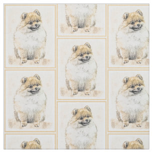 Tissu Peinture (orange) de Pomeranian - art original de