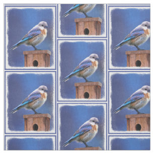 Tissu Peinture pour oiseaux bleus (femelle) - Art origin