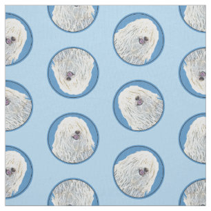 Tissu Peinture Puli Crème blanche mignonne Art Chien ori