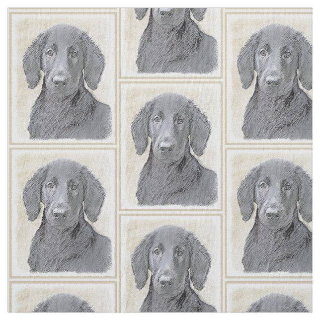 Tissu Peinture Retriever à revêtement plat - Art Chien o (Échantillon)