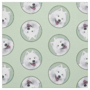 Tissu Peinture Samoyed Blanc mignonne Original Animal Ch