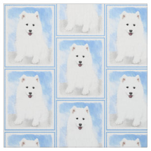 Tissu Peinture Samoyed Puppy - Jolie Art Original Chien