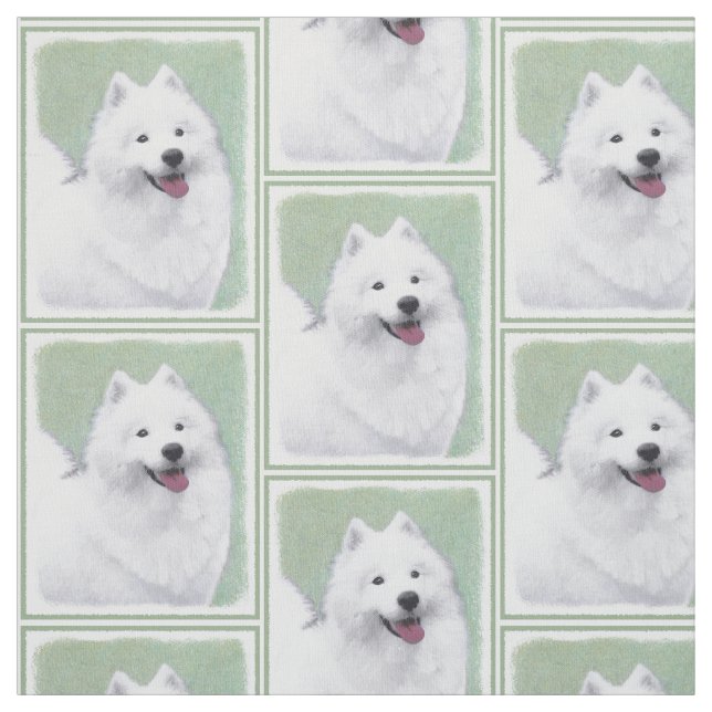 Tissu Peinture Samoyée - Cute Original Dog Art (Échantillon)