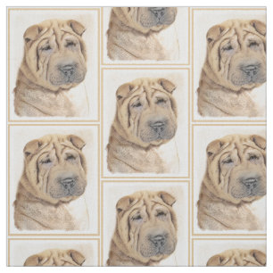 Tissu Peinture Shar Pei - Cute Original Chien Art