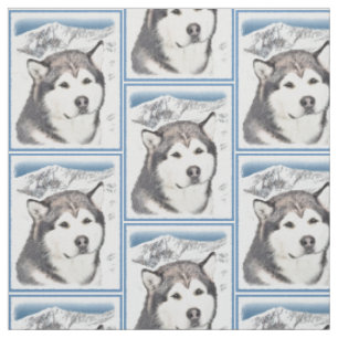 Tissu Peinture sur malamute en Alaska - Beau art origina