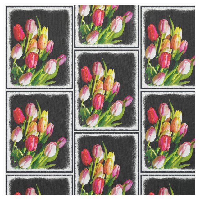 Tissu Peinture Tulip - Art Fleur original (Échantillon)