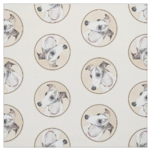 Tissu Peinture Whippet Brindle Blanc Original Chien Art