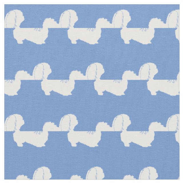 Tissu Pekingese Chien Silhouette Animal bleu clair (Fermer)