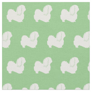 Tissu Pekingese Chien Silhouette Animal Sage Vert